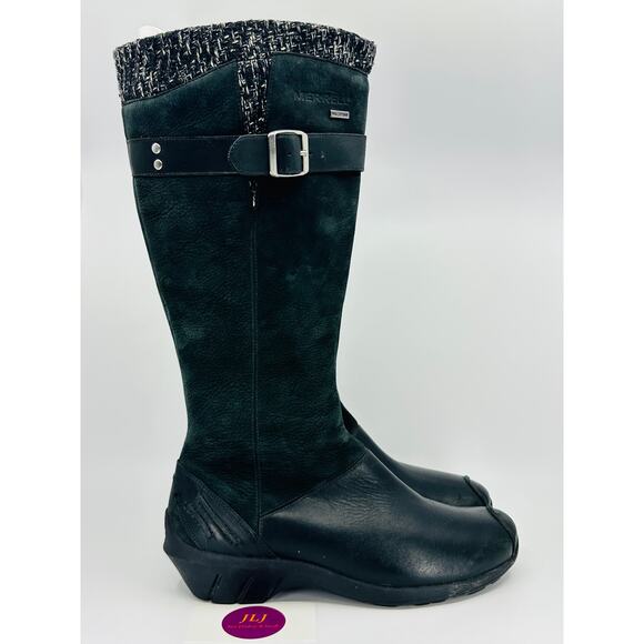 Merrell Women's Martina Waterproof Black Leather Knee High Boots J68624 Size 10 - Picture 1 of 11